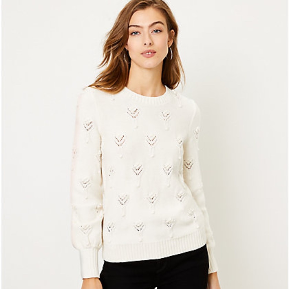 Loft Bobbled pointelle Sweater NWT
